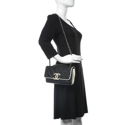 Chanel Lambskin Two Tone Flap Black White 3 of 19