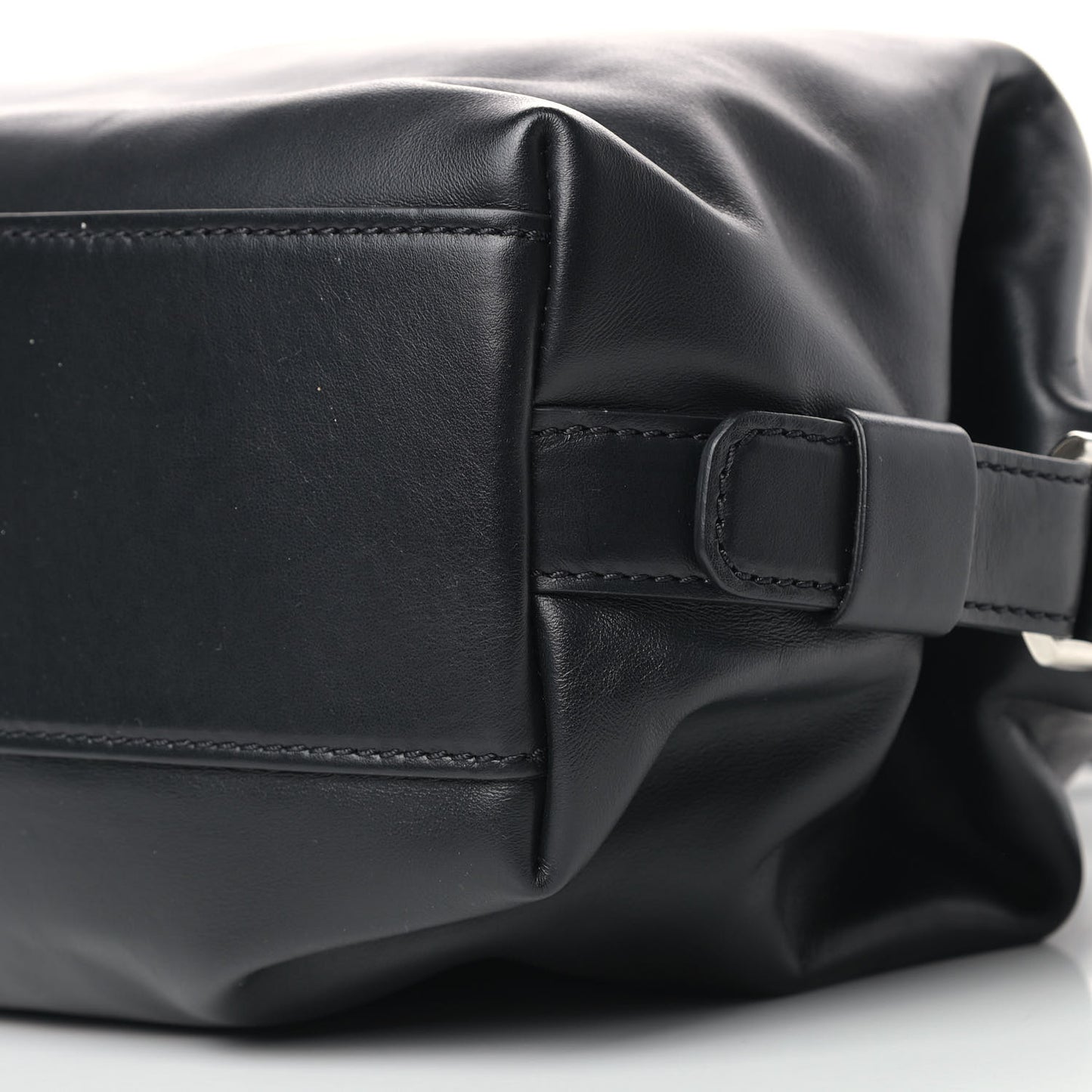 Waxed Calfskin Small Nightingale Logo Strap Black