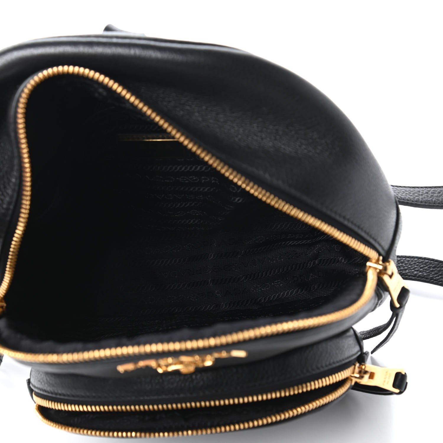 Prada Vitello Daino Zip Backpack Black 5 of 10