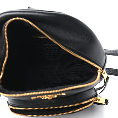 Prada Vitello Daino Zip Backpack Black 5 of 10