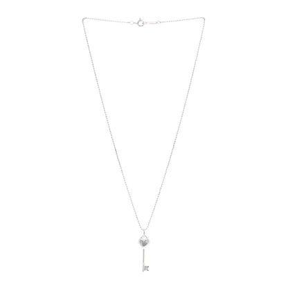 Tiffany Sterling Silver Diamond Heart Key Pendant Necklace 3 of 6