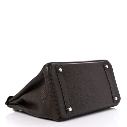 Hermes Taurillon Clemence Birkin 30 Chocolate 4 of 13