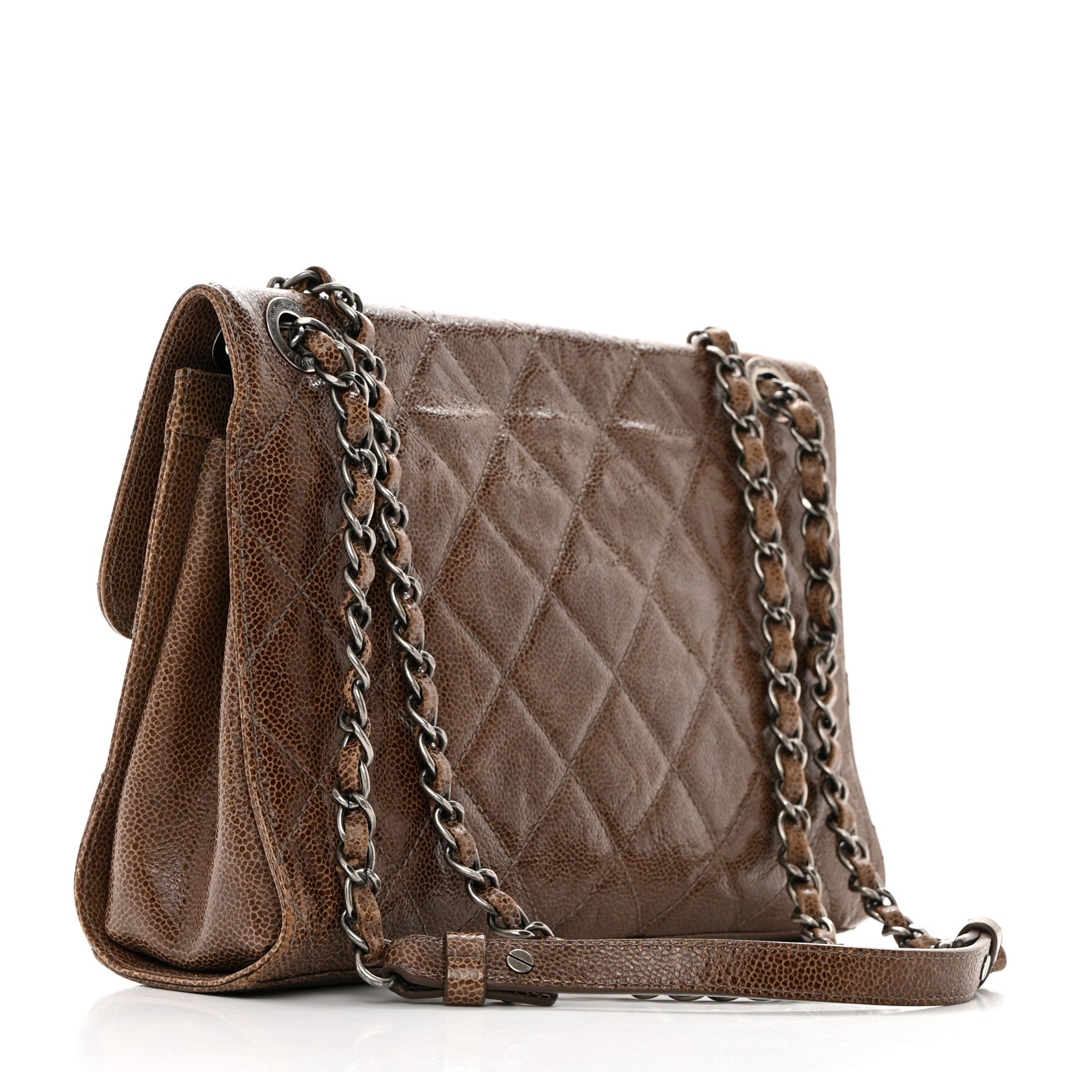 Chanel Crumpled Grained Calfskin Medium CC Crave Flap Brown 3 of 10