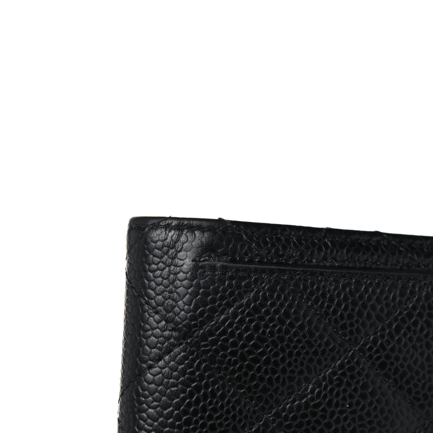 Caviar Quilted Compact Flap Wallet Black