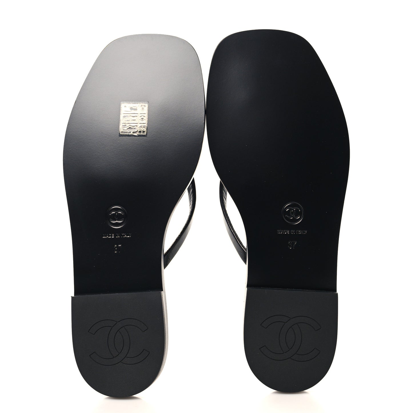 Goatskin Times Square Thong Sandals 37 Black