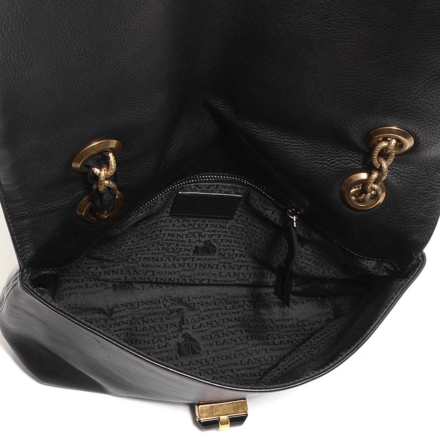 Leather Medium Happy Shoulder Bag Black