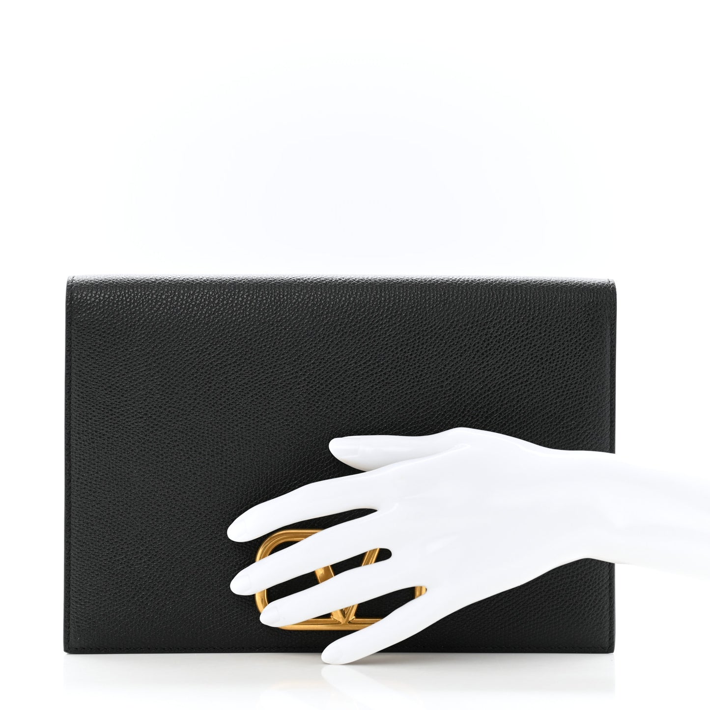 Grainy Calfskin Vlogo Signature Pouch Black