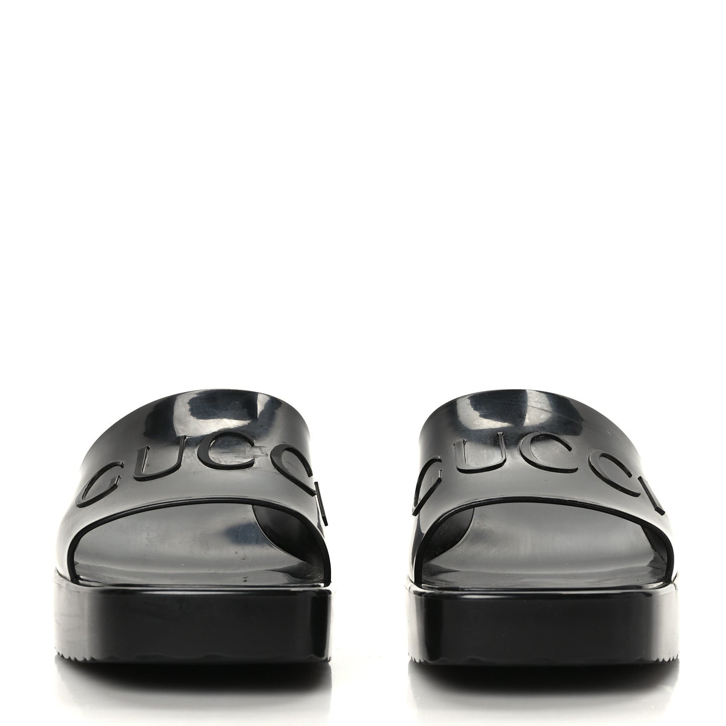 Rubber Gucci Logo Womens Platform 20/60mm Slide Sandals 38 Black