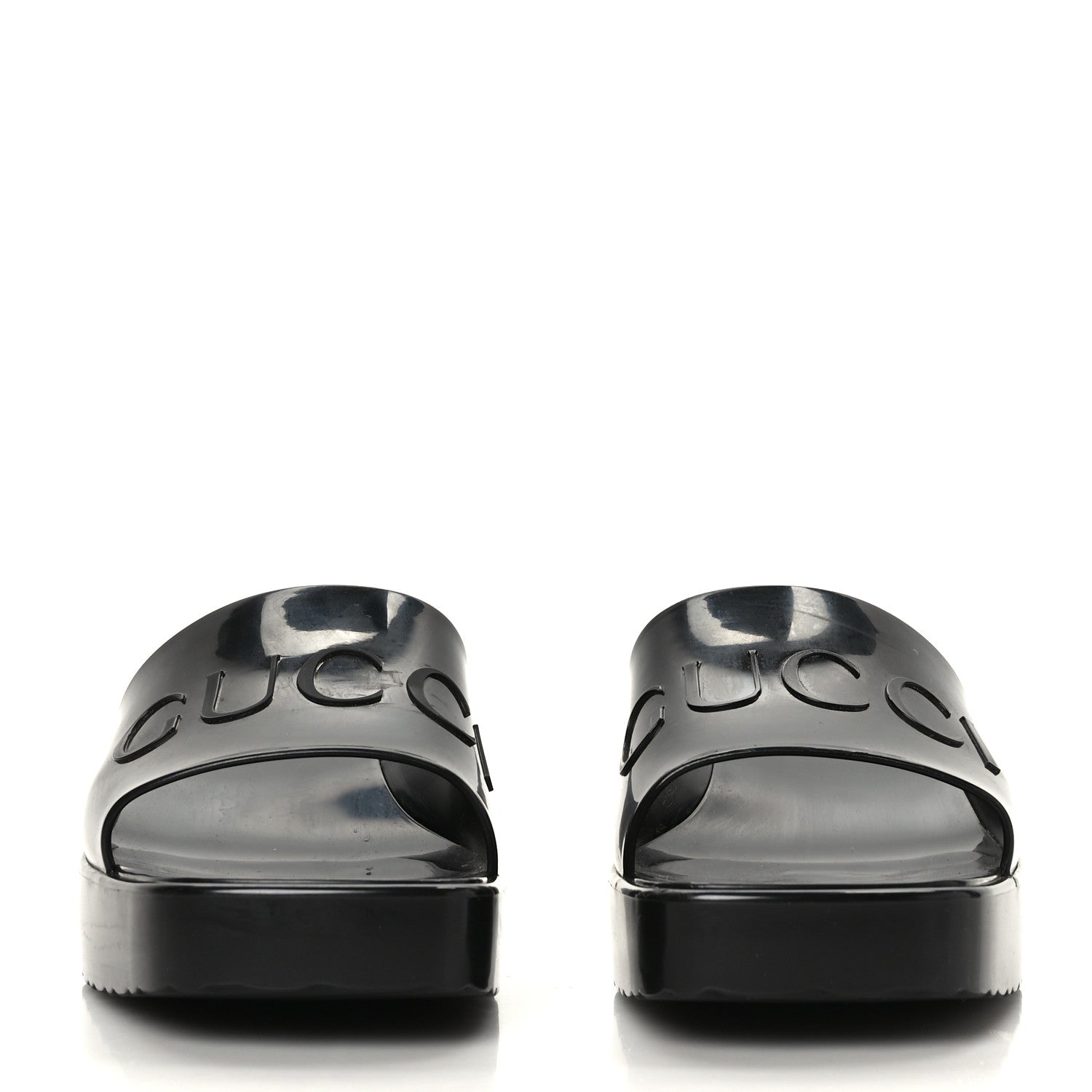 Gucci Rubber Gucci Logo Womens Platform 20/60mm Slide Sandals 38 Black 2 of 8
