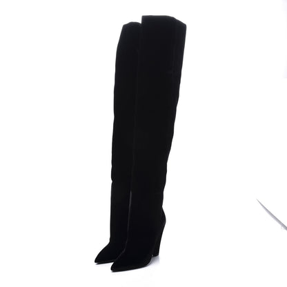 Saint Laurent Velvet Niki 105 Thigh High Boots 35 Black 3 of 7