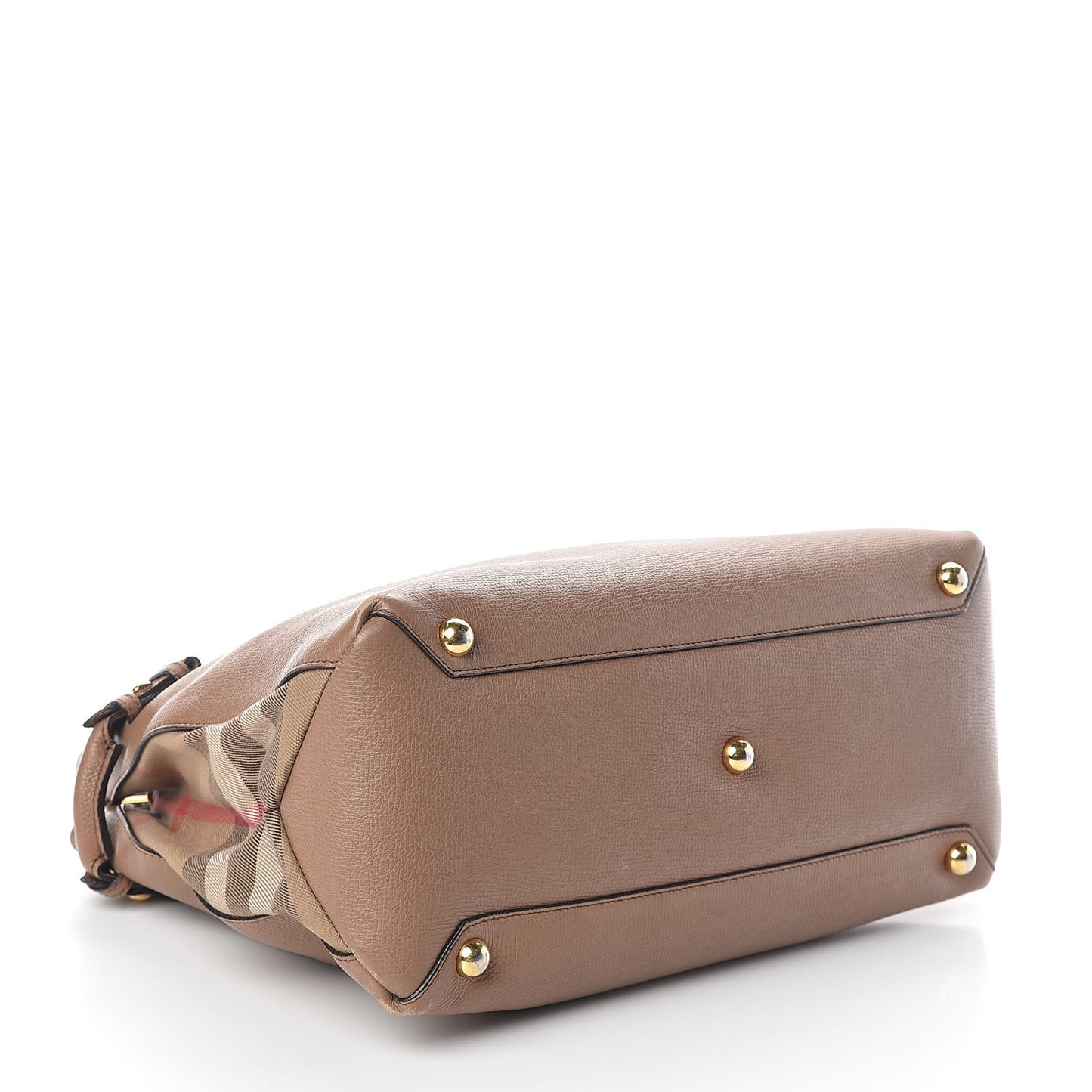 Grainy Calfskin House Check Medium Banner Tote Dark Sand