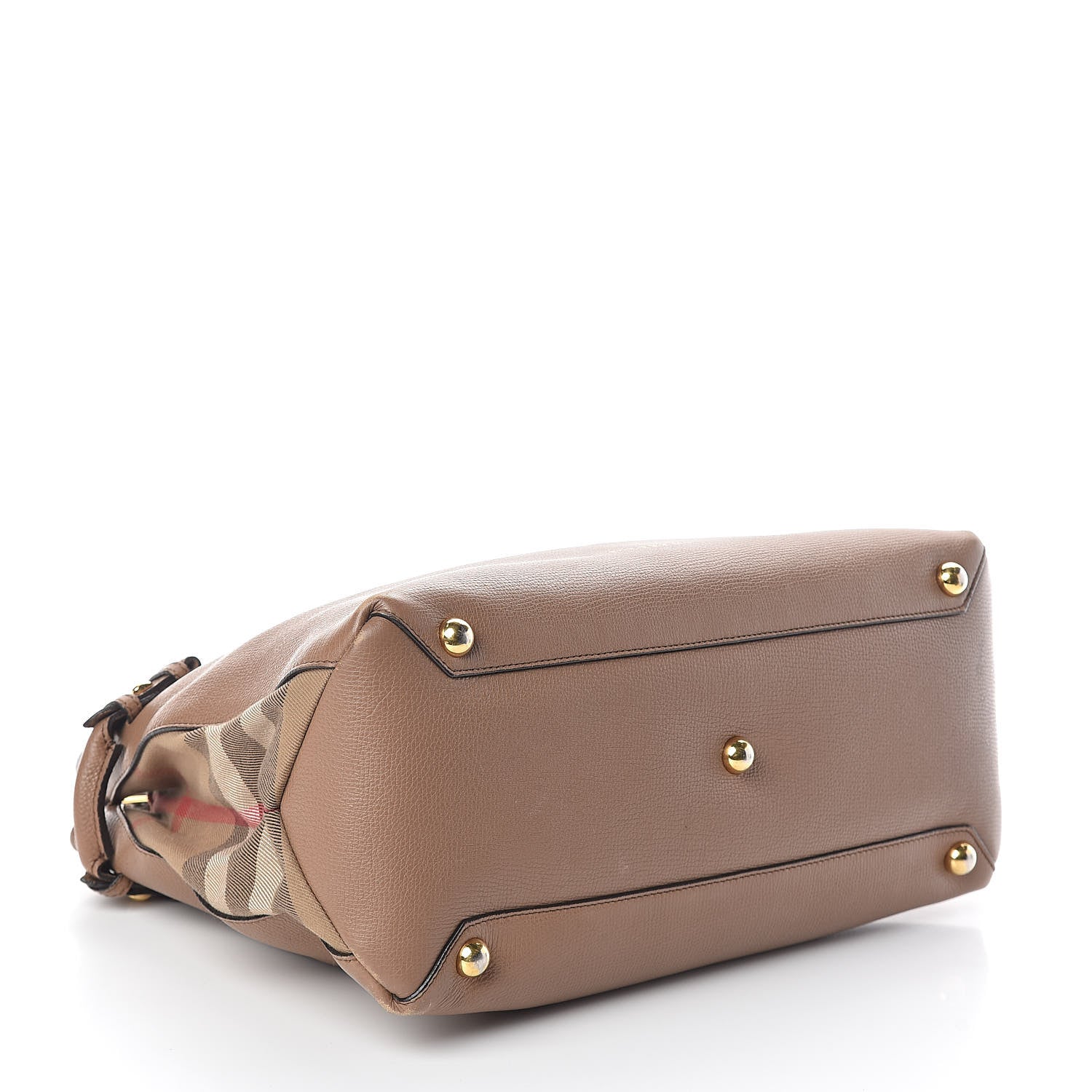 Burberry Grainy Calfskin House Check Medium Banner Tote Dark Sand 4 of 9