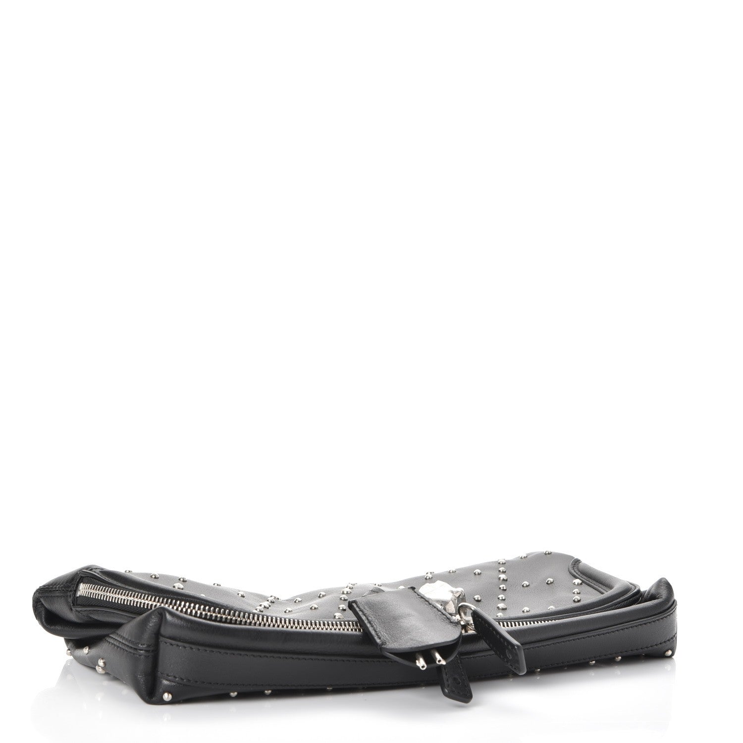 Alexander McQueen Calfskin Studded Padlock Skull Clutch Black 4 of 7