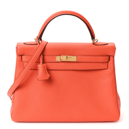 Hermes Togo Kelly Retourne 32 Orange Poppy 1 of 11