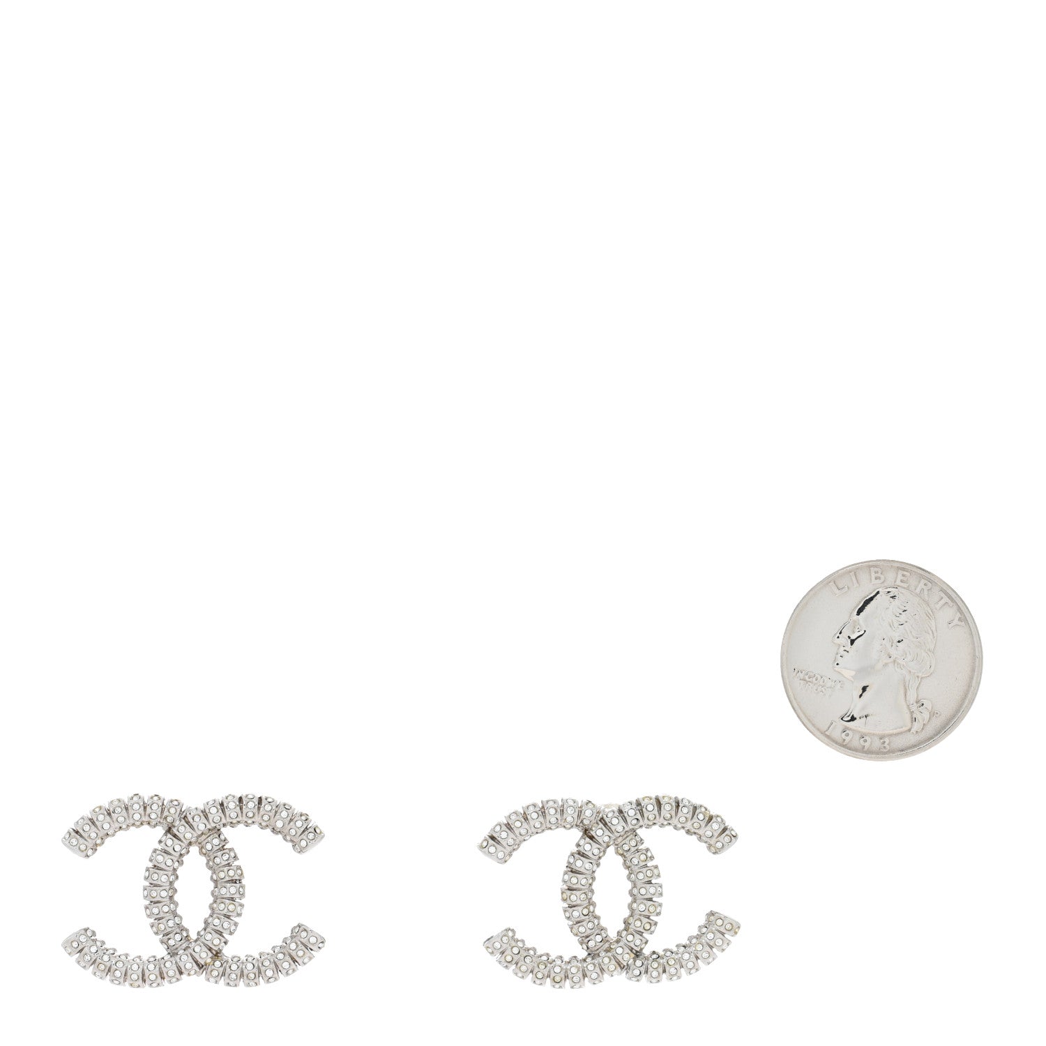 Chanel Crystal Large CC Earrings Silver 2 of 5