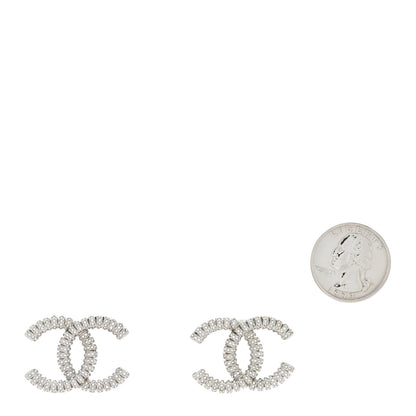 Chanel Crystal Large CC Earrings Silver 2 of 5