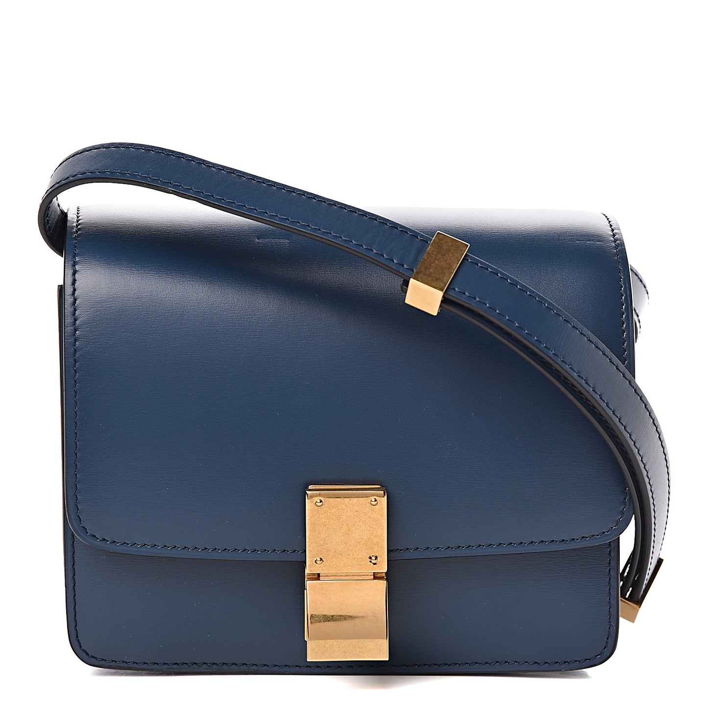 Smooth Calfskin Small Classic Box Flap Bag Metallic Blue