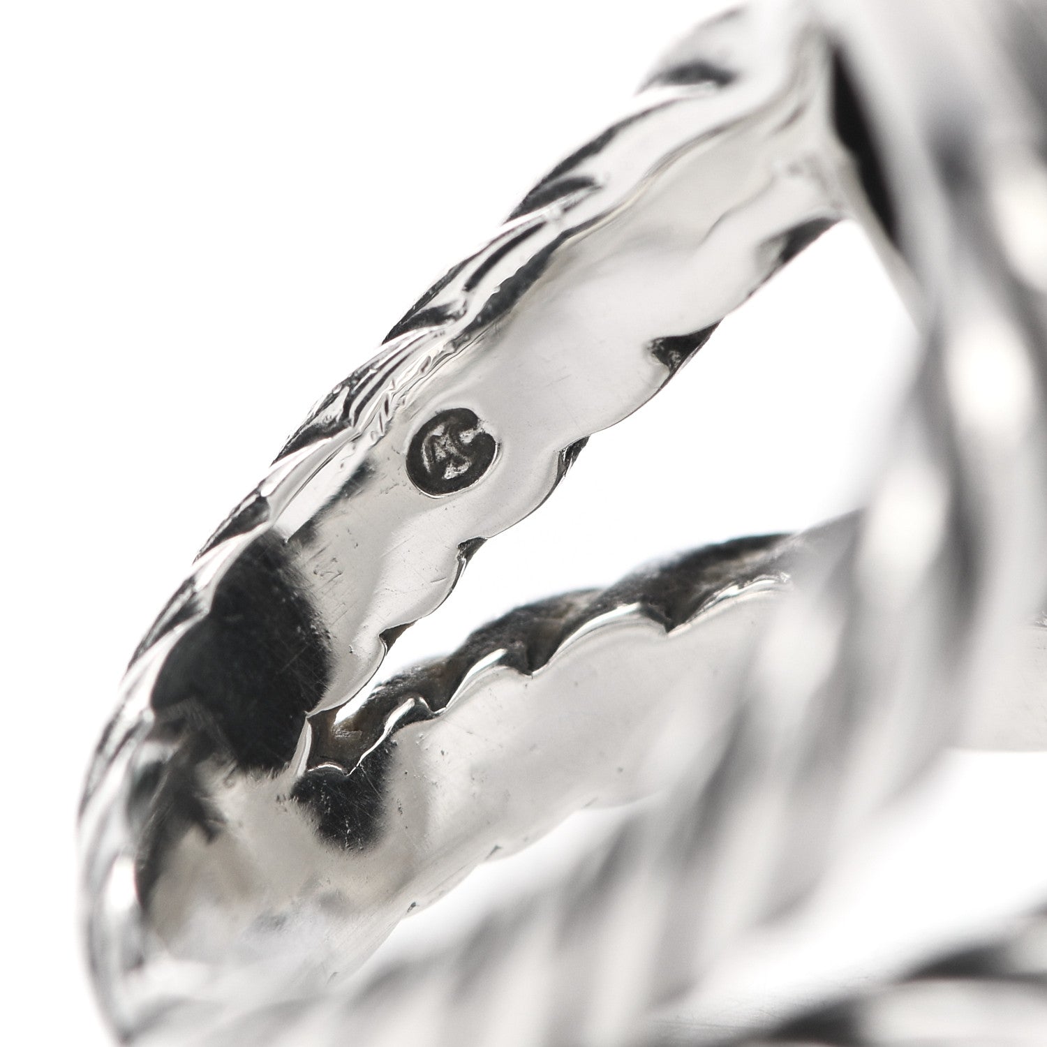 David Yurman Sterling Silver Diamond Hematite 18mm Signature Oval Ring 47 4.25 6 of 6