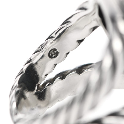 David Yurman Sterling Silver Diamond Hematite 18mm Signature Oval Ring 47 4.25 6 of 6