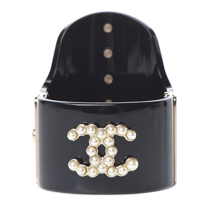 Chanel Resin Pearl CC Cuff Black 1 of 7