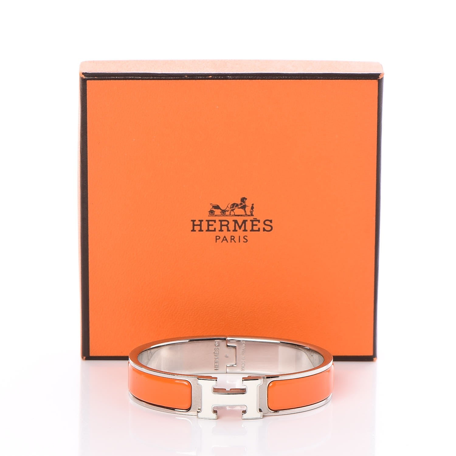 Hermes Enamel Clic Clac H Bracelet PM Orange Blanc 6 of 6