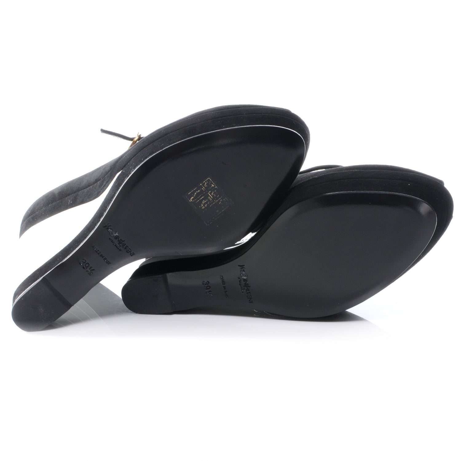 Saint Laurent Suede Robyn 105 Wedges 39.5 Black White 6 of 7