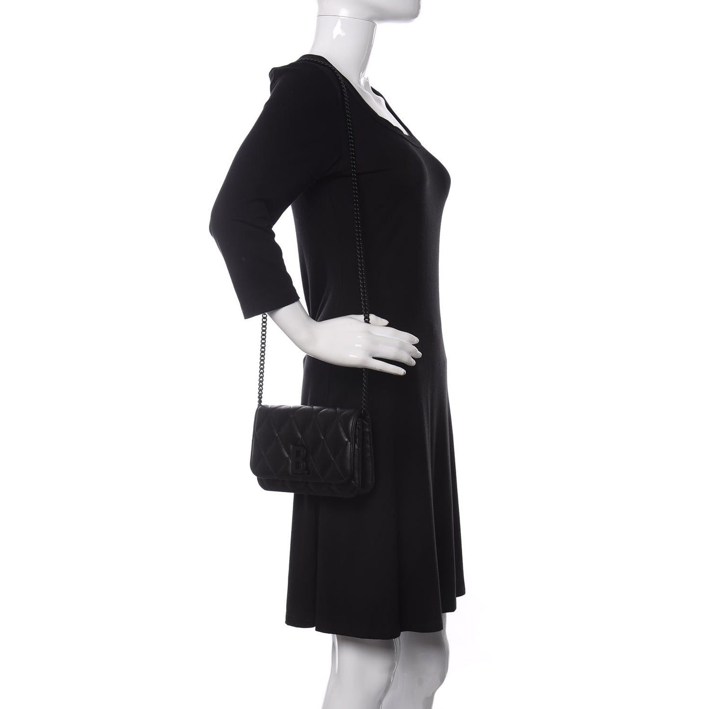 Calfskin Quilted Touch B Wallet on Chain Black