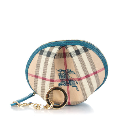 Burberry Haymarket Check Round Key Pouch Blue 1 of 6
