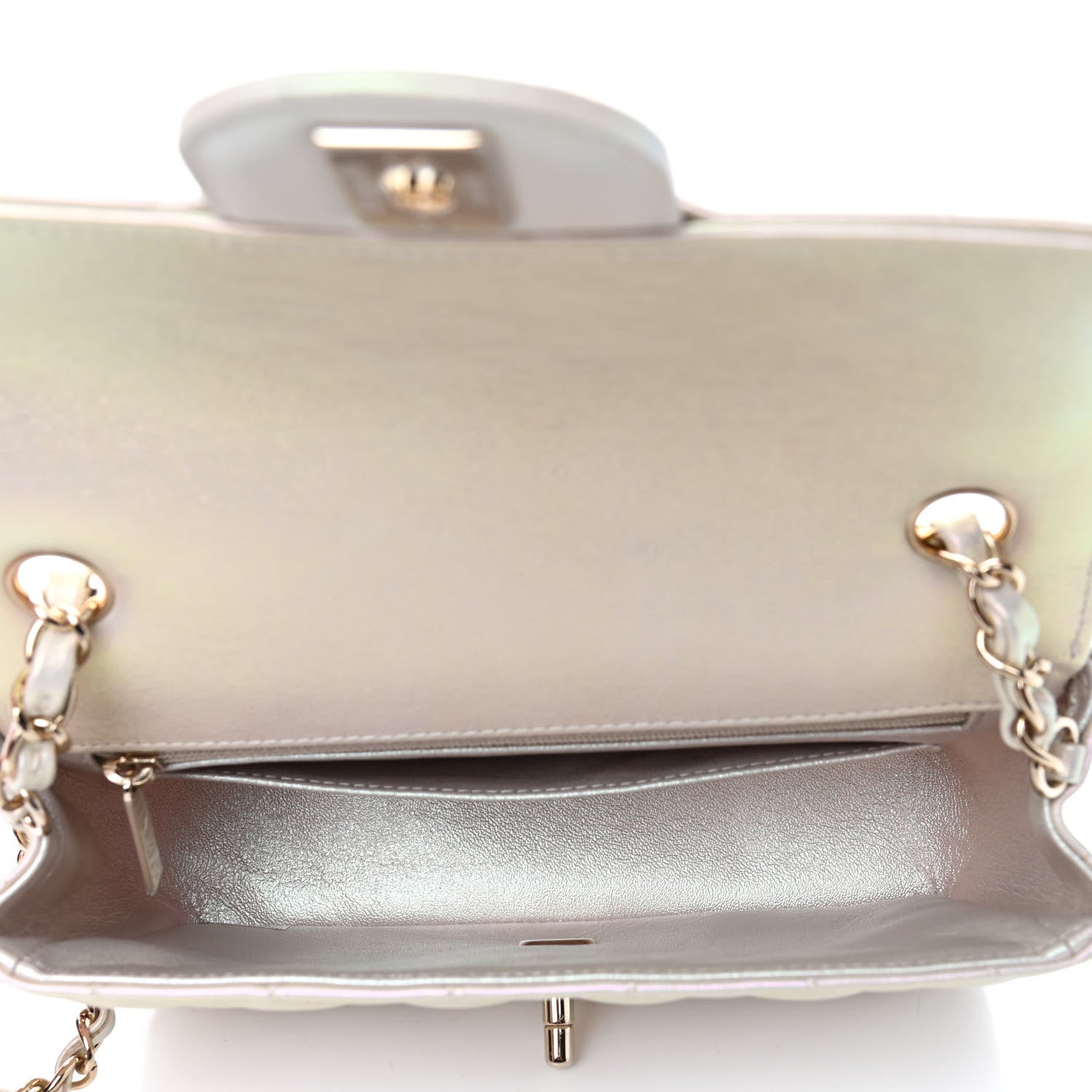 Chanel Iridescent Lambskin Quilted Mini Rectangular Flap Ivory 7 of 8