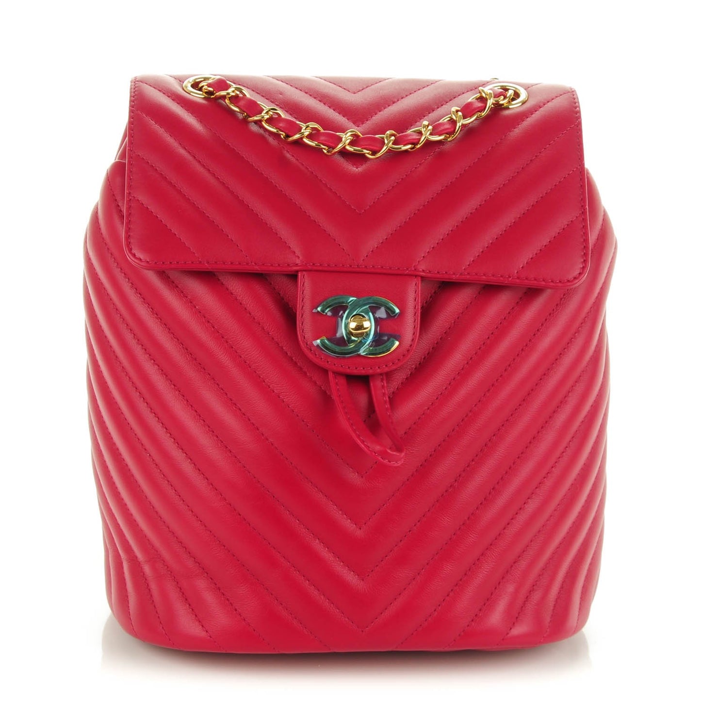 Calfskin Chevron Quilted Small Urban Spirit Backpack Dark Pink