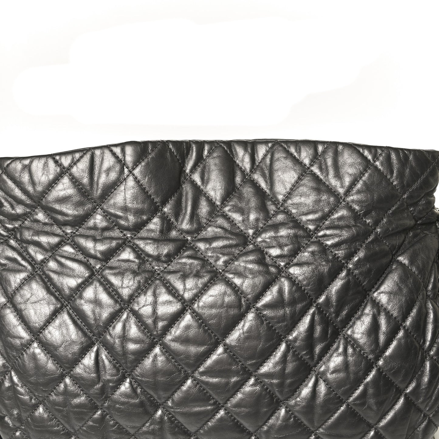 Metallic Calfskin Quilted Medium Chain Me Hobo Dark Silver