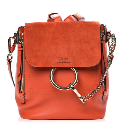 Chloe Suede Calfskin Small Faye Backpack Sepia Red 1 of 9