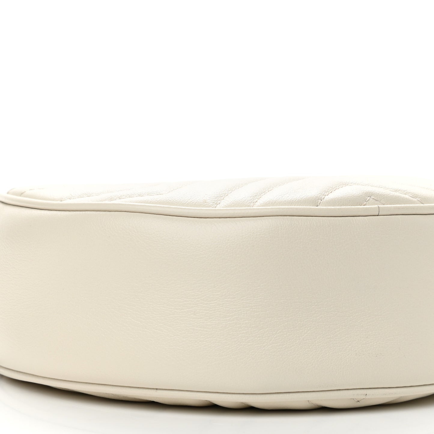 Calfskin Matelasse Mini GG Marmont Round Shoulder Bag White
