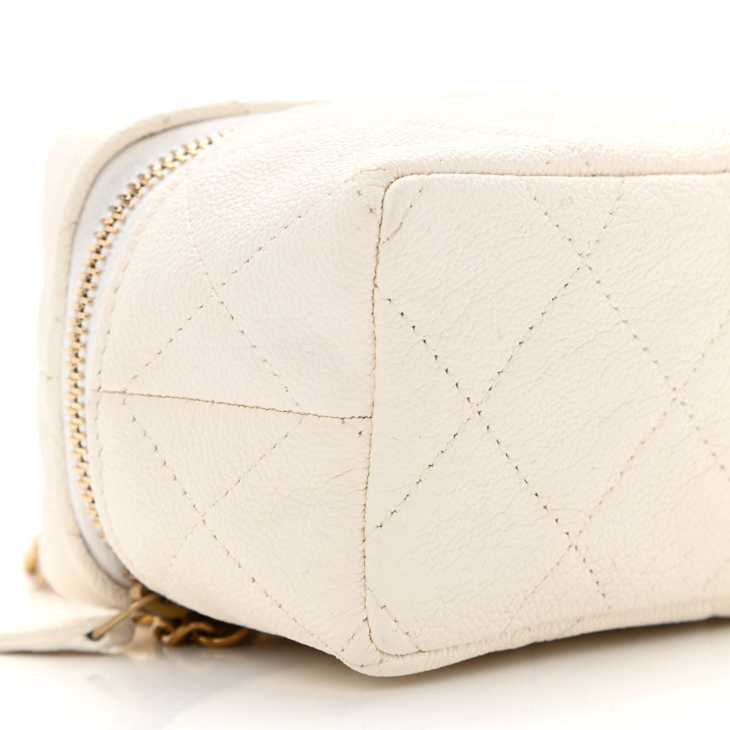 Chanel Caviar Quilted Mini Top Handle Vanity With Chain White 9 of 11