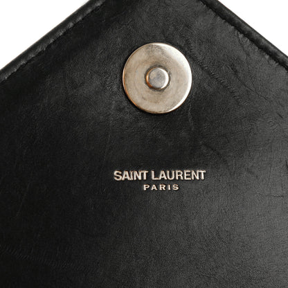 Saint Laurent Smooth Calfskin Matelasse Chevron Large Monogram Satchel Black 6 of 12