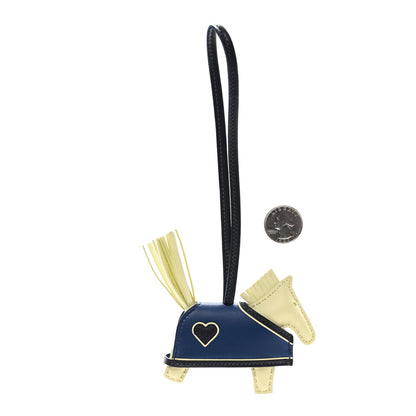 Hermes Milo Lambskin Grigri Rodeo Robeo Coeur Bag Charm PM Jaune Milton Bleu Nuit Bleu Tie 2 of 5