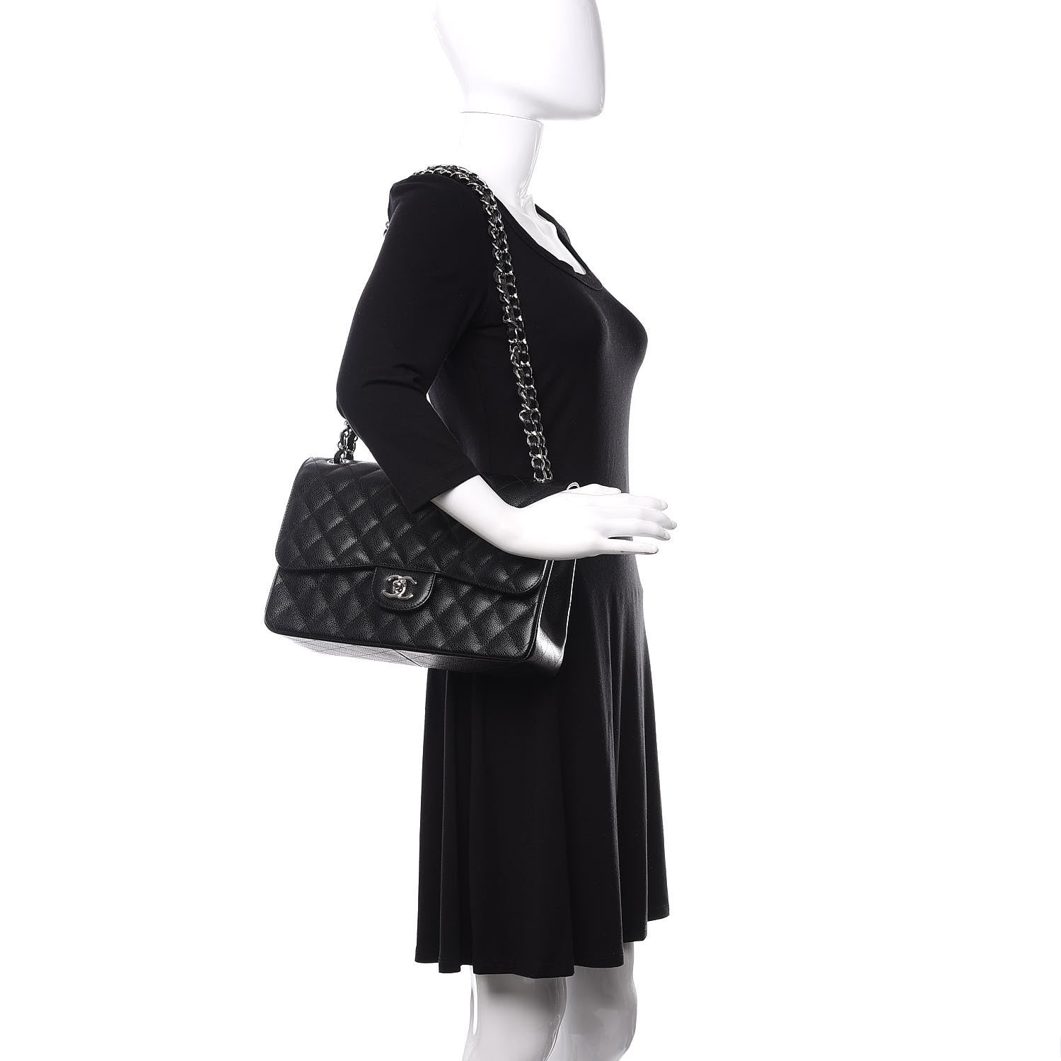 Chanel Caviar Quilted Jumbo Double Flap Black 2 of 12