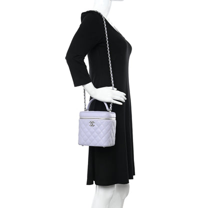 Chanel Caviar Quilted Small Top Handle Vanity Case With Chain Light Purple 2 of 12