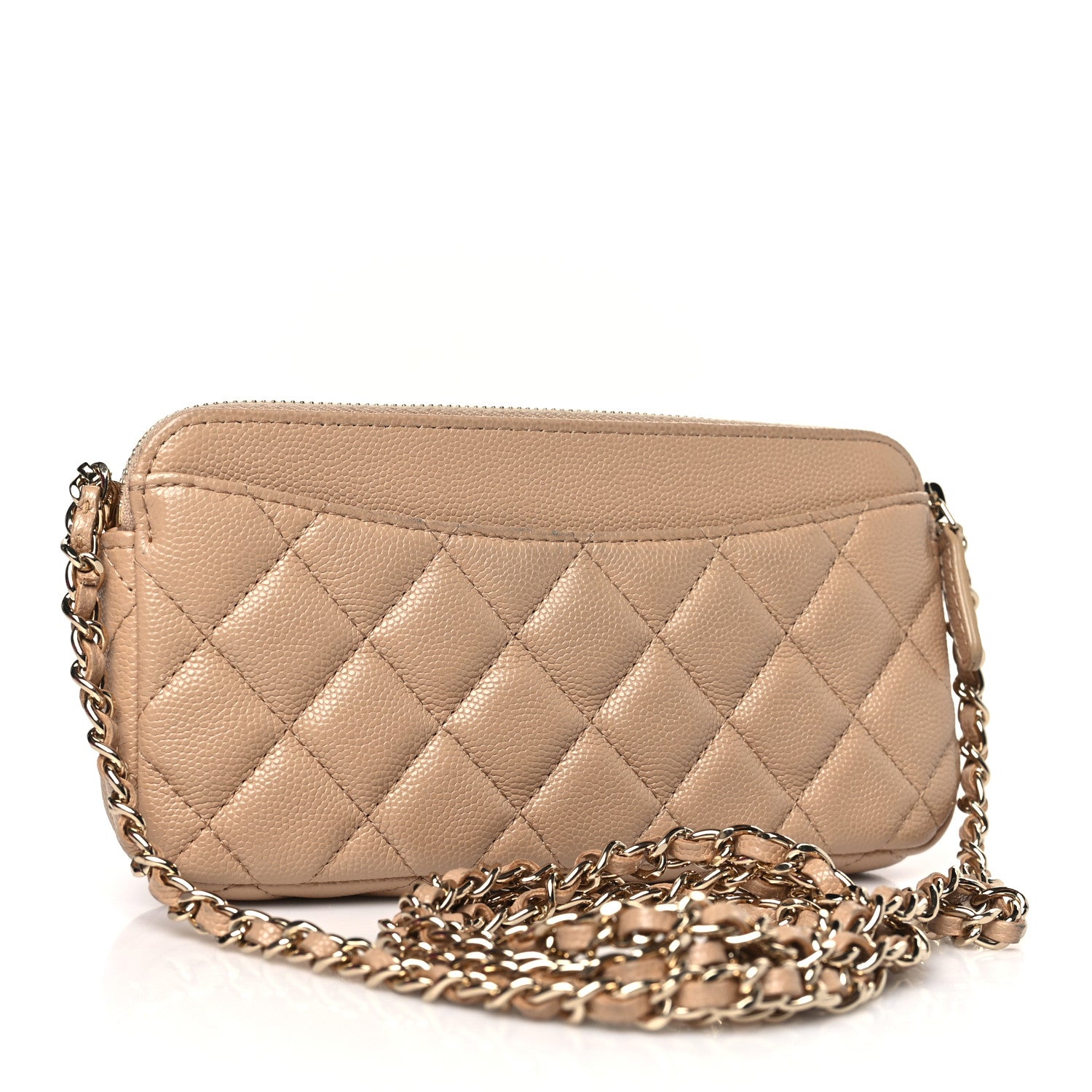 Chanel Caviar Quilted Small Clutch With Chain Beige 3 of 10