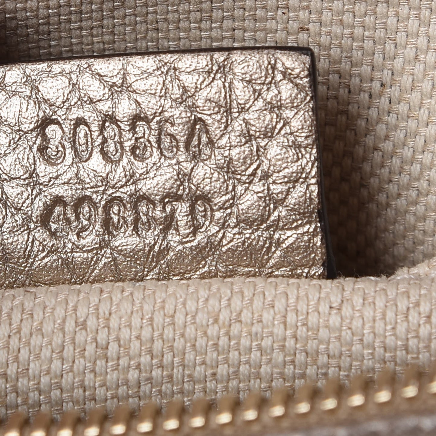 Metallic Pebbled Calfskin Small Soho Disco Bag Golden Beige