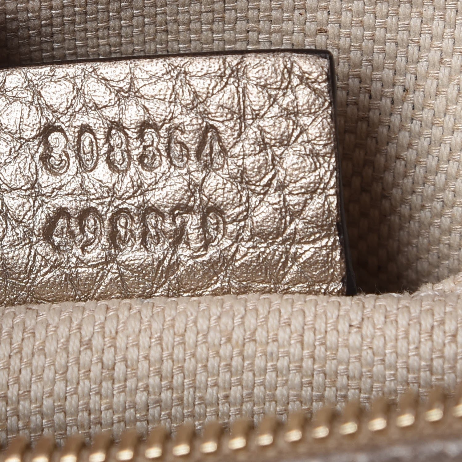 Gucci Metallic Pebbled Calfskin Small Soho Disco Bag Golden Beige 7 of 7