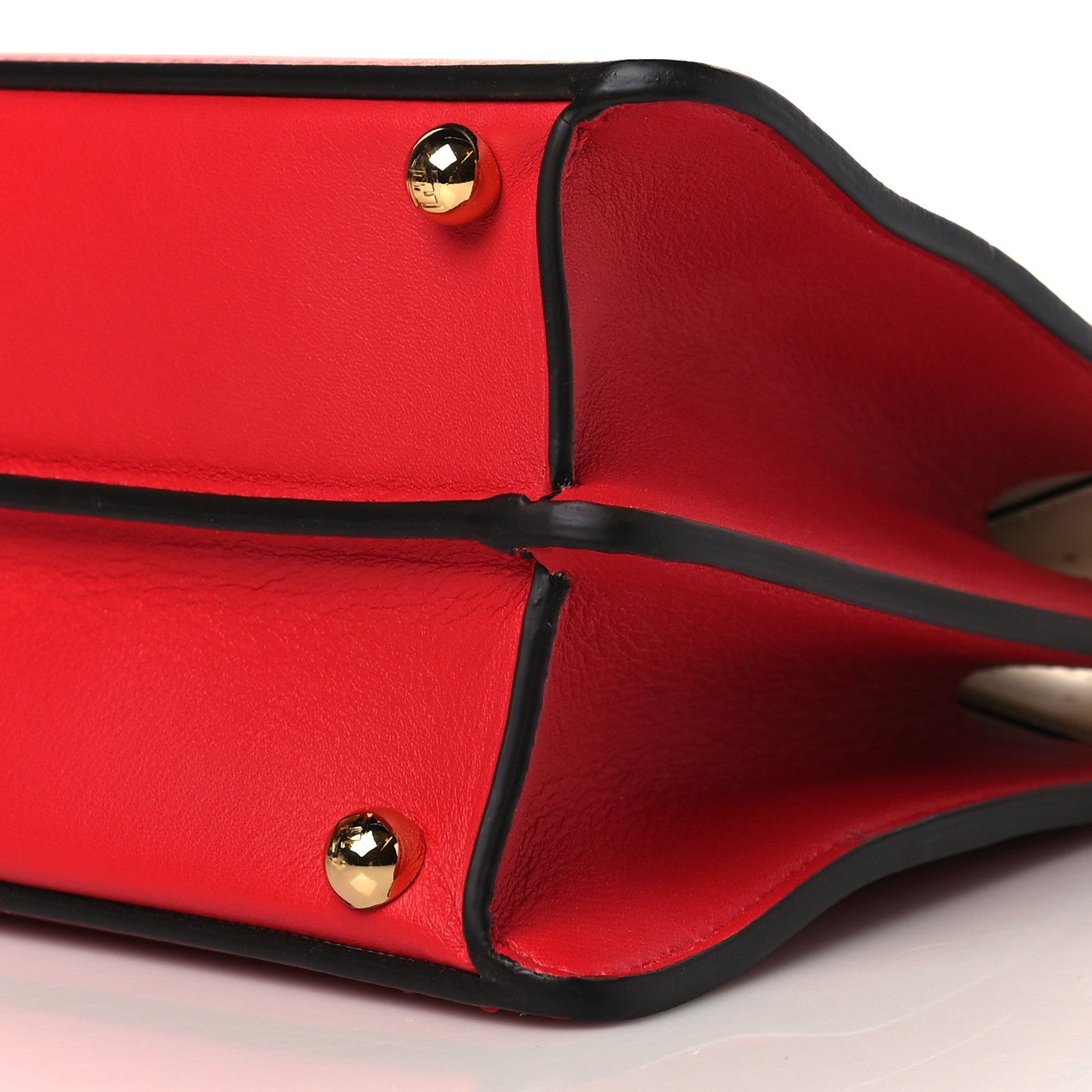 Fendi Vitello Seta Nappa Chinese Valentines Day Karligraphy Small Peekaboo I SEE U Satchel Rosso Cardinale Panna 9 of 9