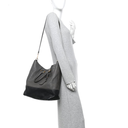 Prada Vitello Daino Bi-Color Shopping Tote Marmo Black 2 of 9