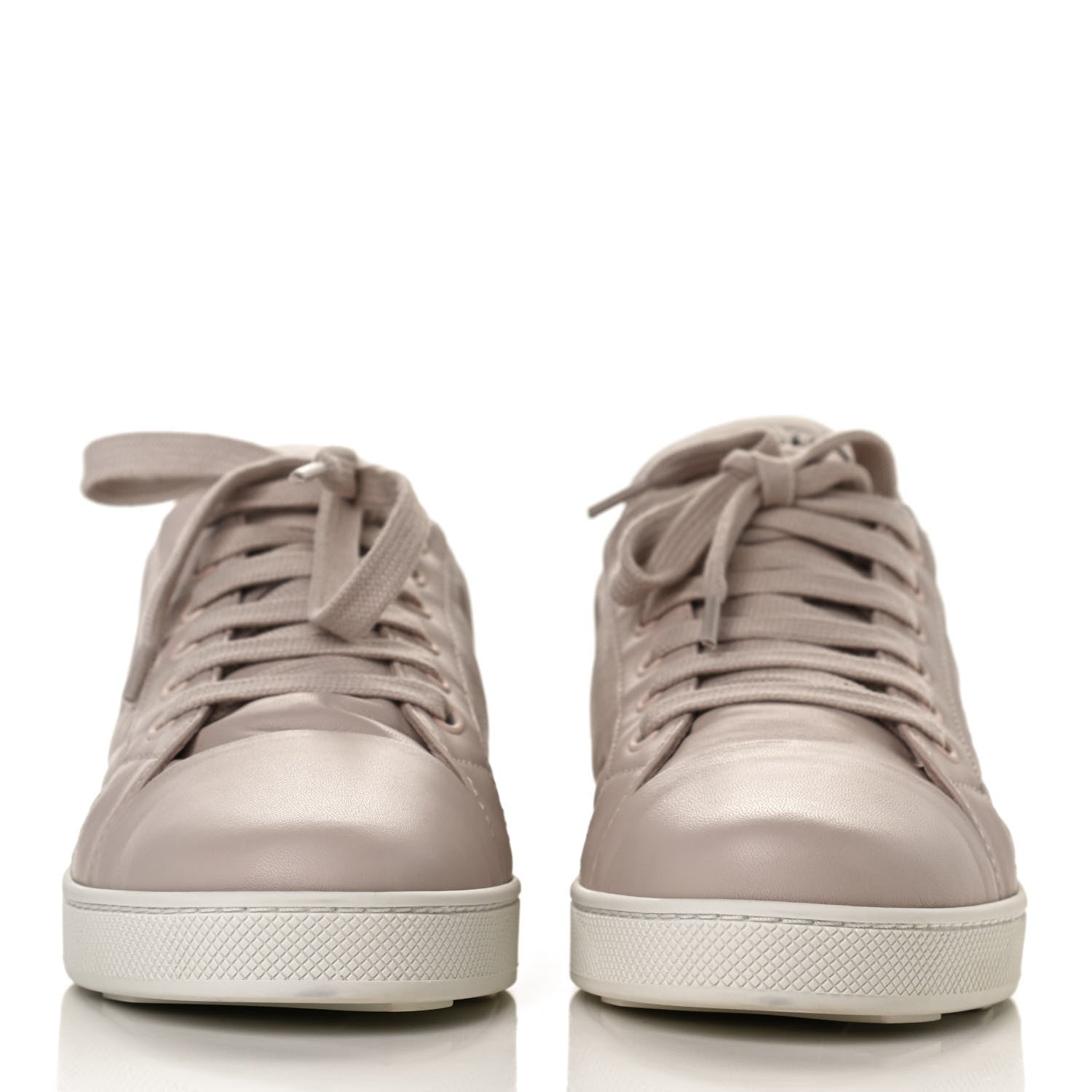 Prada Nappa Logo Embossed Womens Low Top Sneakers 39.5 Opale 2 of 12