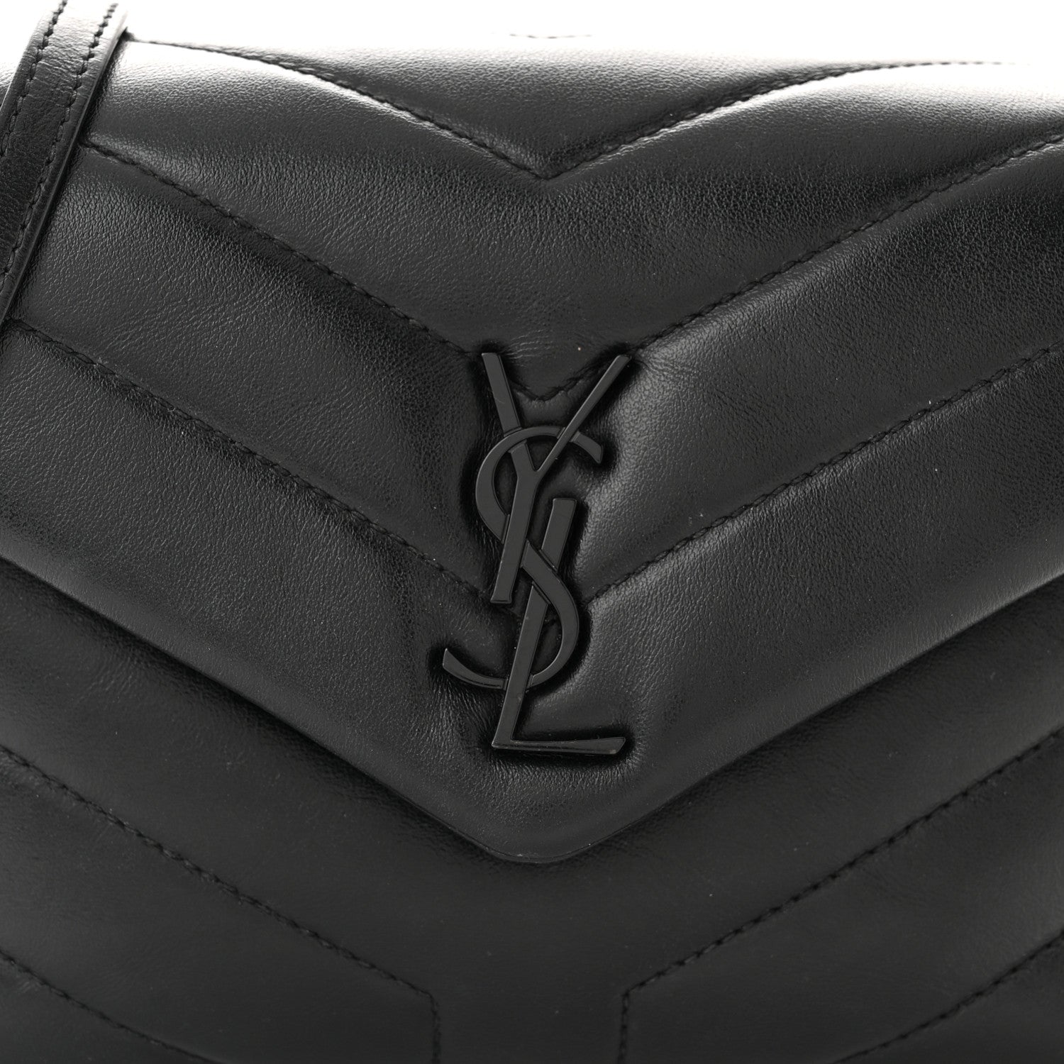 Saint Laurent Calfskin Y Quilted Monogram Monochrome Toy Loulou Crossbody Bag Black 8 of 10
