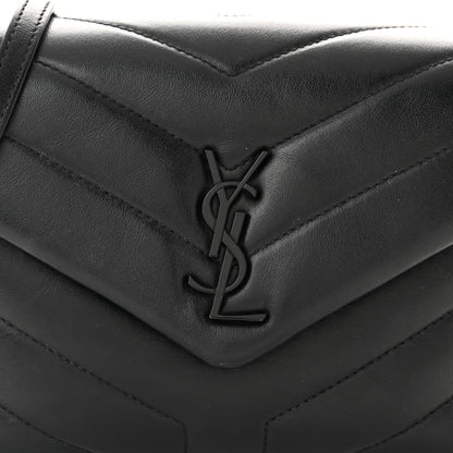 Saint Laurent Calfskin Y Quilted Monogram Monochrome Toy Loulou Crossbody Bag Black 8 of 10