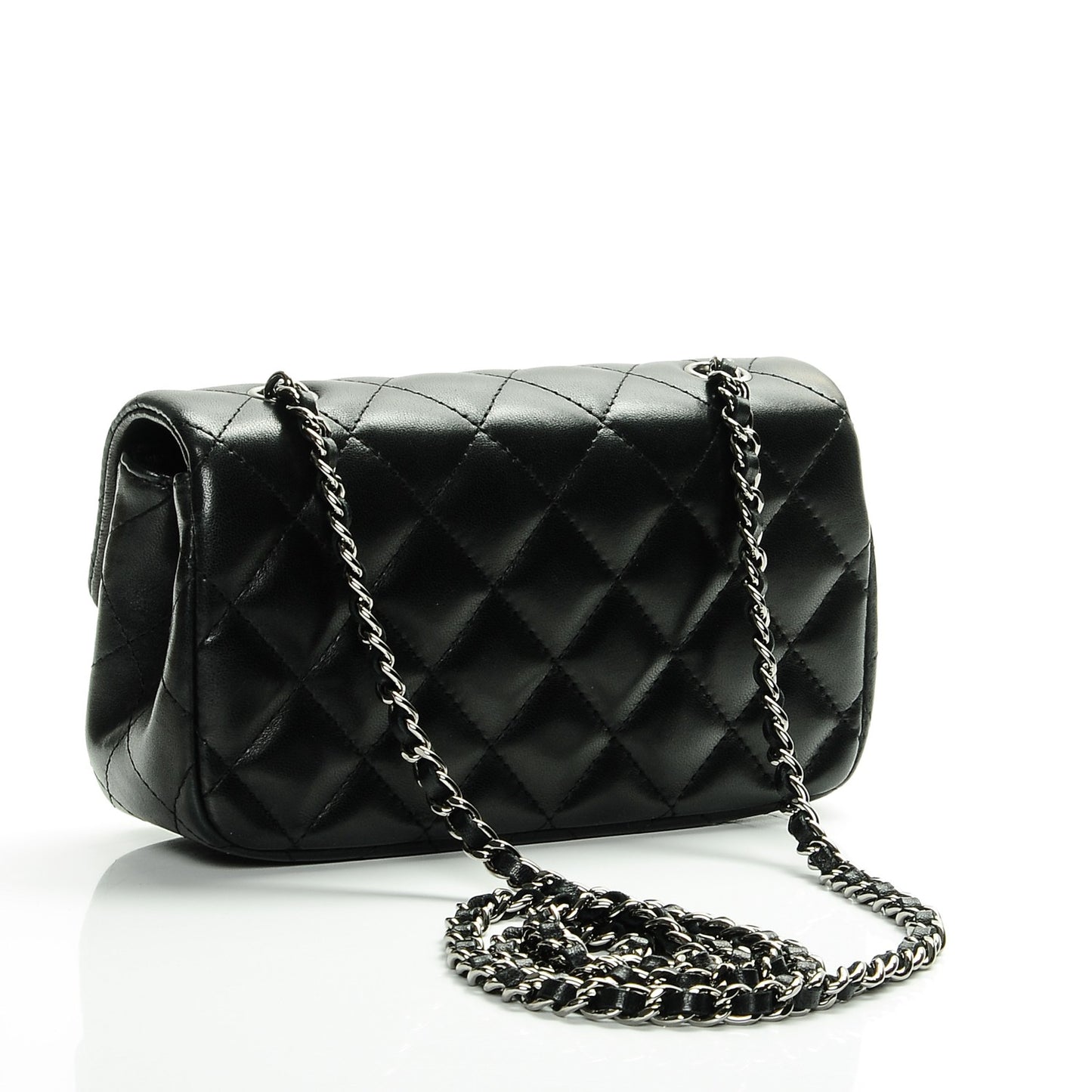 Lambskin Quilted Extra Mini Flap Black
