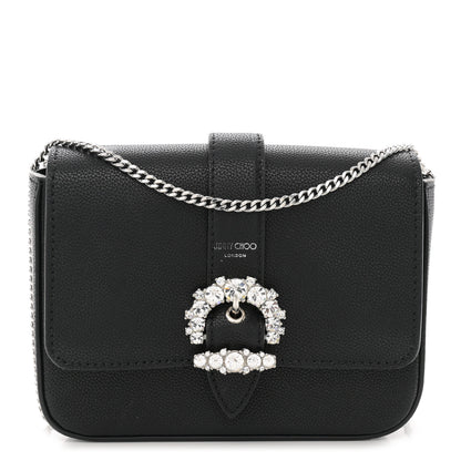 Jimmy Choo Calfskin Crystal Cheri Chain Crossbody Bag Black 1 of 10