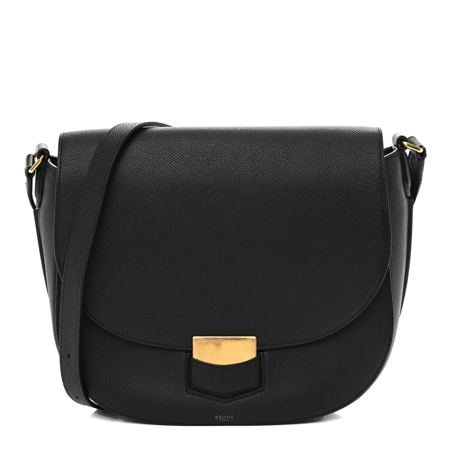 Celine Grained Calfskin Medium Trotteur Black 2 of 17