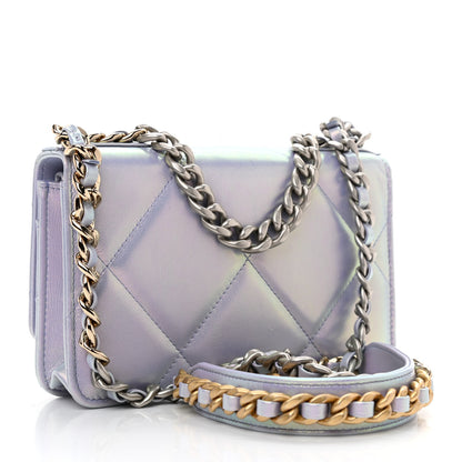 Chanel Iridescent Calfskin Quilted Chanel 19 Wallet On Chain WOC Light Purple 3 of 12